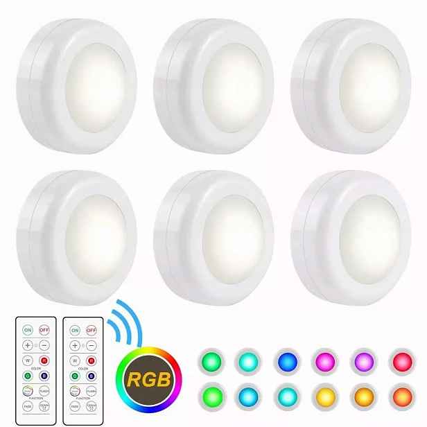 Rgb Led bezpřevodová světla s dálkovým ovládáním Osvětlení skříněk Noční světla 6 Ks