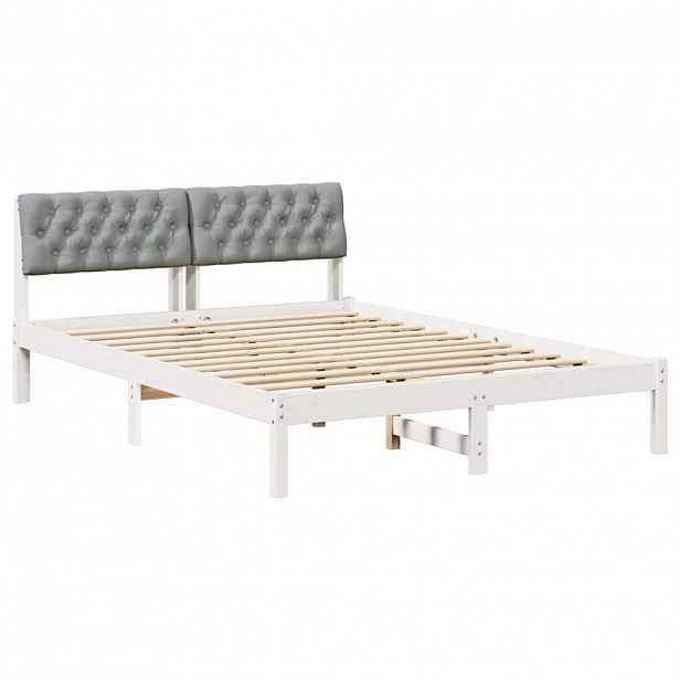 vidaXL Rám postele s čelo Bílá a světle šedá 120 x 200 cm