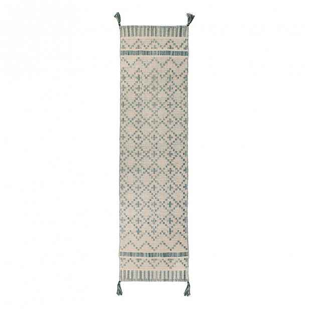 Béžovo-modrý bavlněný koberec Flair Rugs Leela, 60 x 200 cm