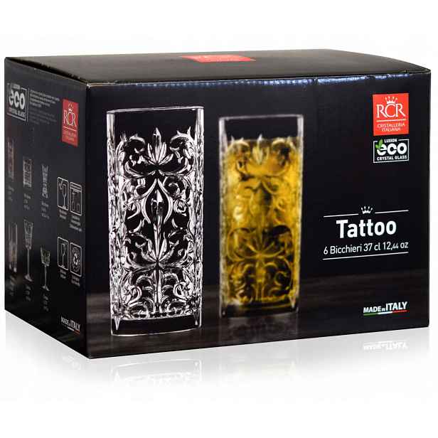 Křišťálové sklenice s dlouhým nápojem Rcr Tattoo 370 ml