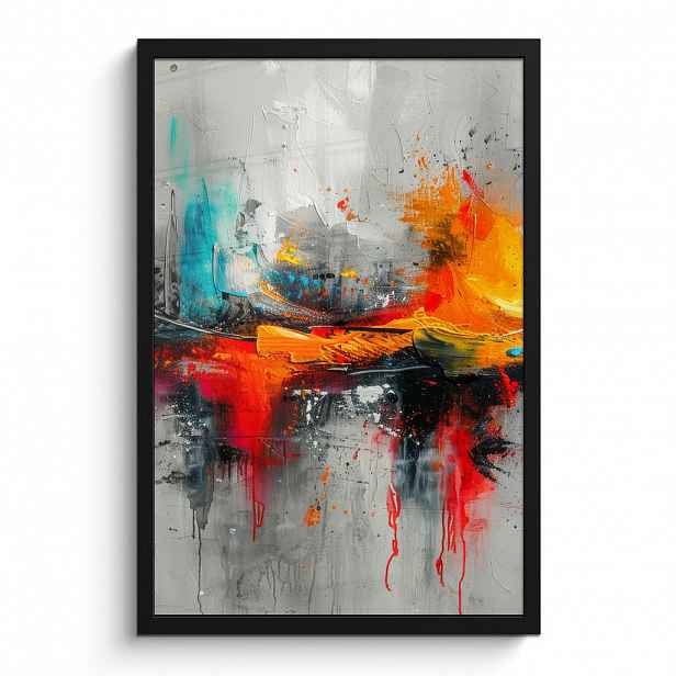 MuchoWow PLAKÁT V RÁMU Moderní umění - Oranžová - Šedá - Abstraktní 40x60 cm
