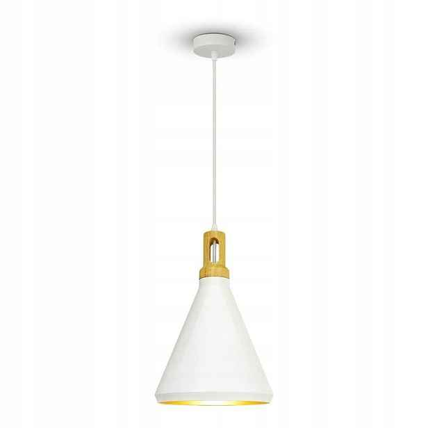 V-tac závěsná lampa bílé dřevo E27 1x60W Ø25 cm IP20