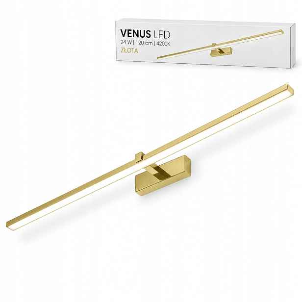 Venus 24W 120 cm zlatá Led nástěnná lampa nad komodu do obývacího pokoje 4200K IP44 1640lm