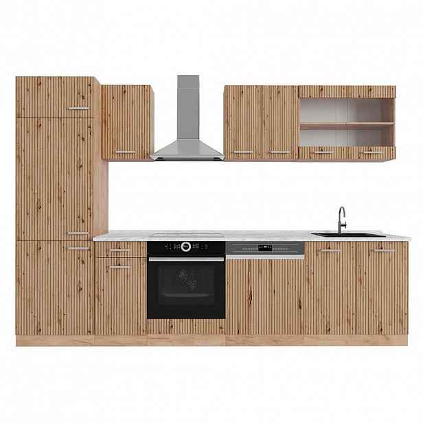 Vicco KUCHYŇSKÝ KOUT R-Line Dub Artisan / dub Goldkraft 300 cm s pracovní deskou