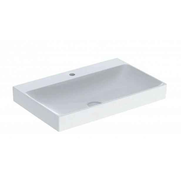 Geberit ONE - Umyvadlo 75x48x14 cm, bez přepadu, s otvorem pro baterii, KeraTect, bílá 505.020.01.2