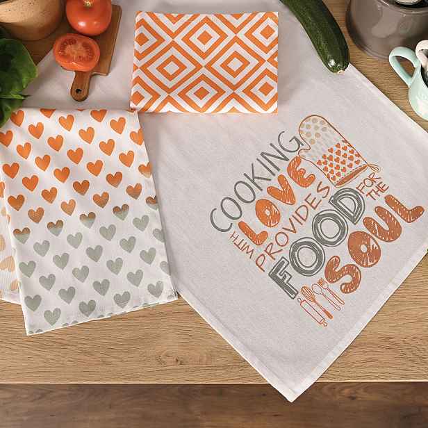 Set 3 kusů bavlněných utěrek LOVE FOR SOUL 40x60 cm 100% bavlna MyBestHome