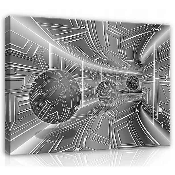 Obraz Na Plátně Plátno 70x50 Tunel Chodba Koule 3D Hloubka Abstrakce
