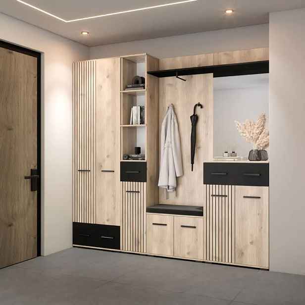 Casarredo Předsíňová sestava ZEMURA - světlý dub / černá