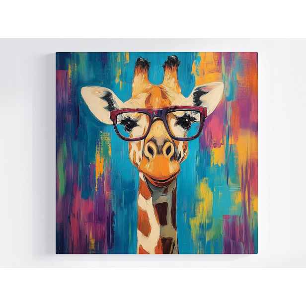 Obraz Na Plátně Canvas Portrét Žirafa Brýle Pop-art Hipster Funky 50x50