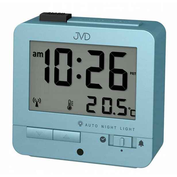 Čtvercový Budíkový Hodinový Budík Jvd RB9401.4. Podsvícení Teploměr Senzor