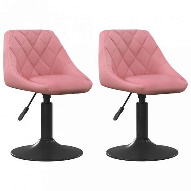 Otočná jídelní židle 2 ks samet / kov  Růžová
