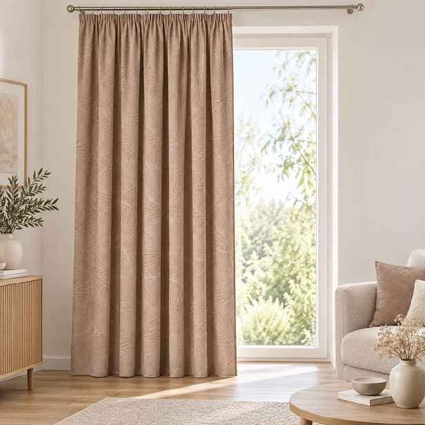Dekorační široký závěs BILO taupe s řasící páskou 200x245 cm nebo 200x260 cm Rozměr: 200x245 cm