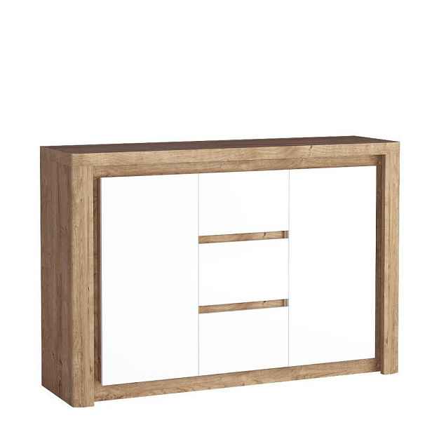 MASSENO KOMODA VARUS, 144/97,5/40,5 cm se 3 zásuvkami a 2 dvířky, dekor dub