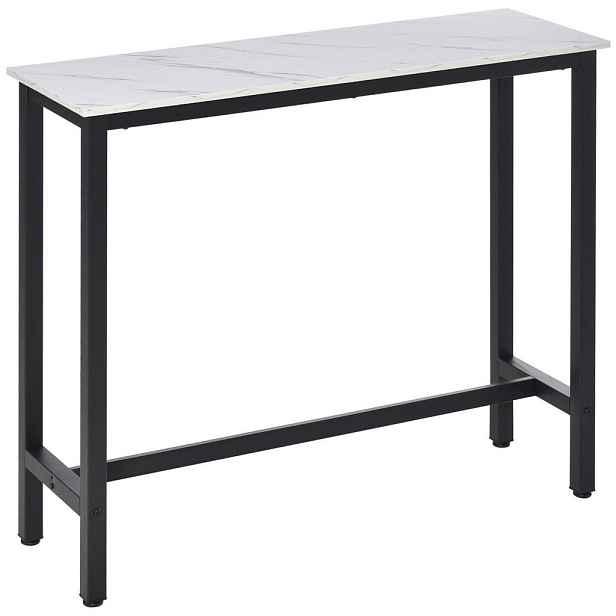 Redom BAROVÝ stůl 120/40/100 cm s nastavitelnými nožkami a deskou v mramorovém dekoru, Bílá