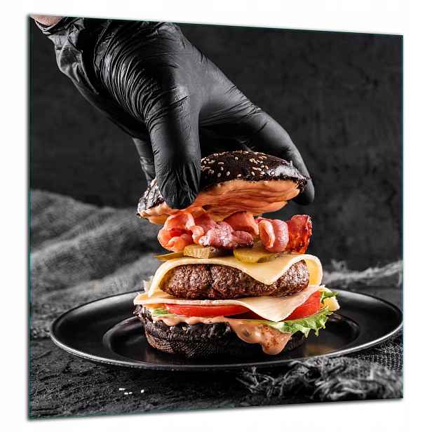 Skleněná Ochranná Deska Panel Lepidlo 60x65 Hamburger