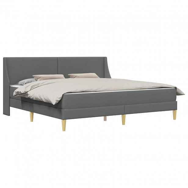 vidaXL Rám postele s matrací s čelo Tmavě šedá 180 x 200 cm Polyester