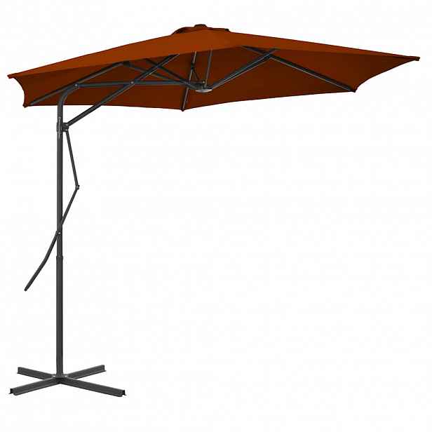 vidaXL Zahradní slunečník s ocelovou tyčí terakotový 300 x 230 cm