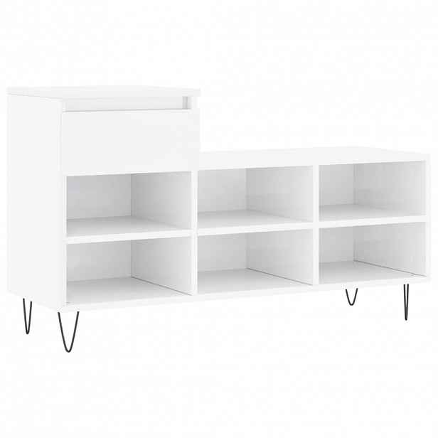 vidaXL Botník bílý s vysokým leskem 102x36x60 cm kompozitní dřevo
