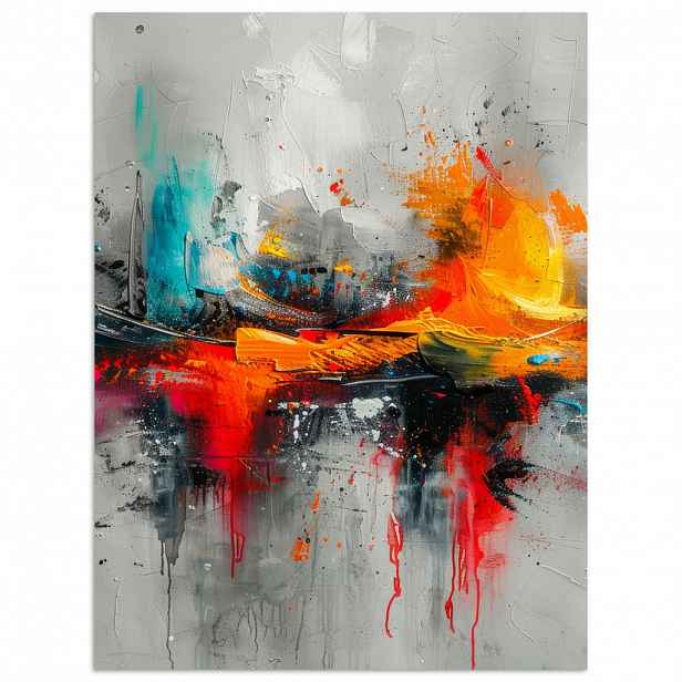 MuchoWow PLAKÁT Moderní umění - Oranžová - Šedá - Abstraktní 30x40 cm