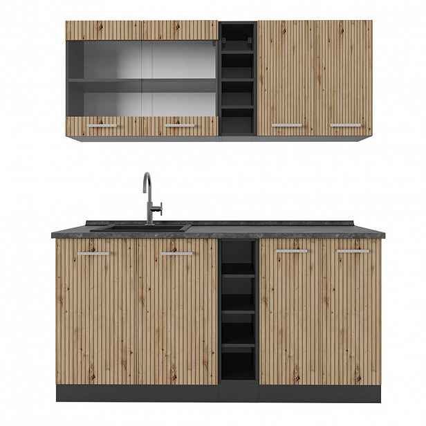 Vicco JEDNOTKOVÁ KUCHYNĚ R-Line Dub Artisan/antracit 160 cm , PD Antracit