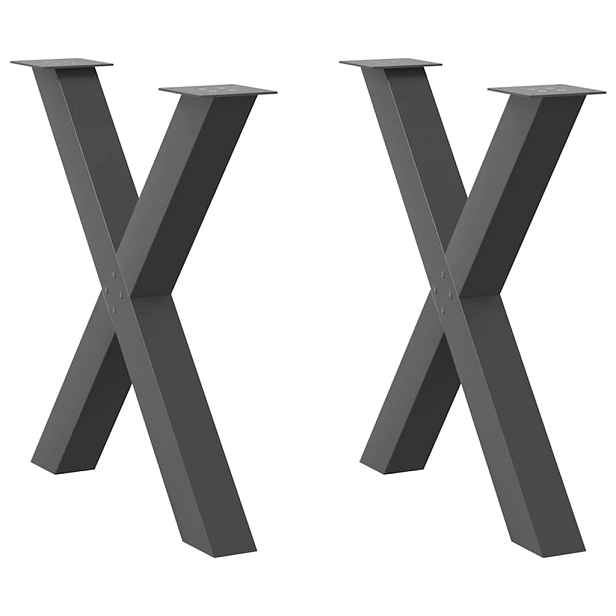vidaXL Nohy k jídelnímu stolu ve tvaru X, 2 ks, antracitové, 70 x (72-73) cm, ocel