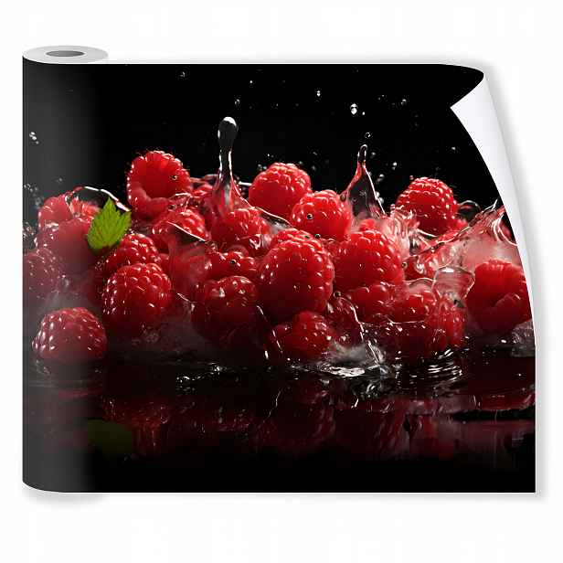 Fototapeta do kuchyně Omyvatelná Maliny Voda Černá Tapeta Voděodolná 250x60