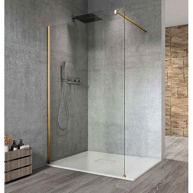 Gelco Vario - Sprchová stěna Walk-In, 80x200 cm, Coated Glass, matná zlatá/čiré sklo GX1280-01