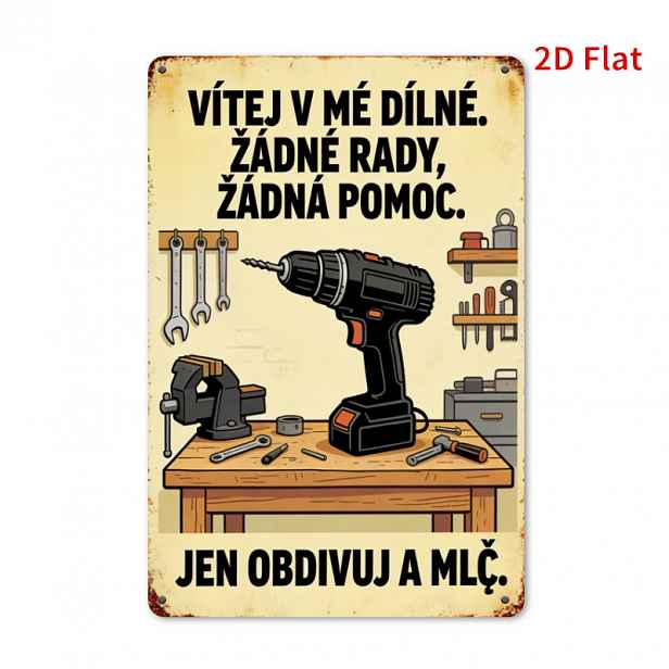 TEMU 2D Plochá, 2D - [2D Deska] 1 Česká kovová železná cedule "Vítejte v mém studiu" - Vhodná pro vnitřní a venkovní použití, voděodolná a