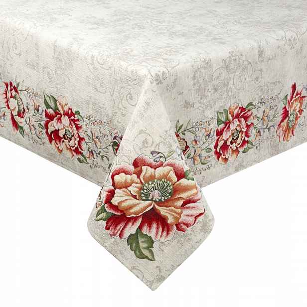 Ubrus gobelínový na stůl 1182/CZE 140x180 cm květy rustikální vintage