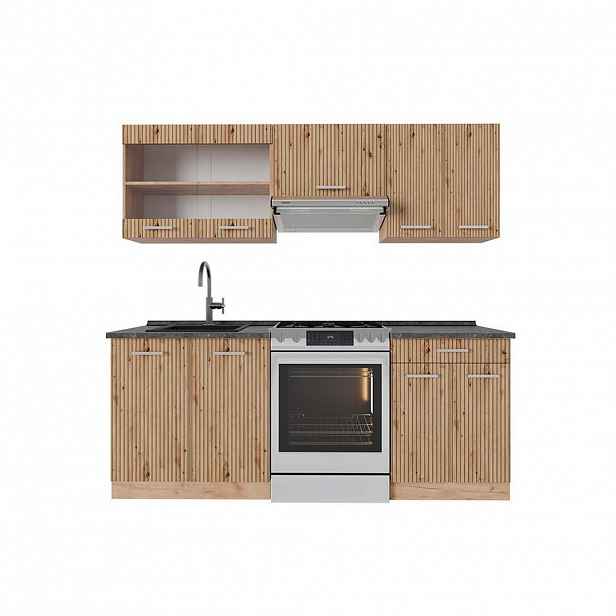 Vicco KUCHYŇSKÝ KOUT R-Line Dub Artisan / dub Goldkraft 200 cm , PD Antracit