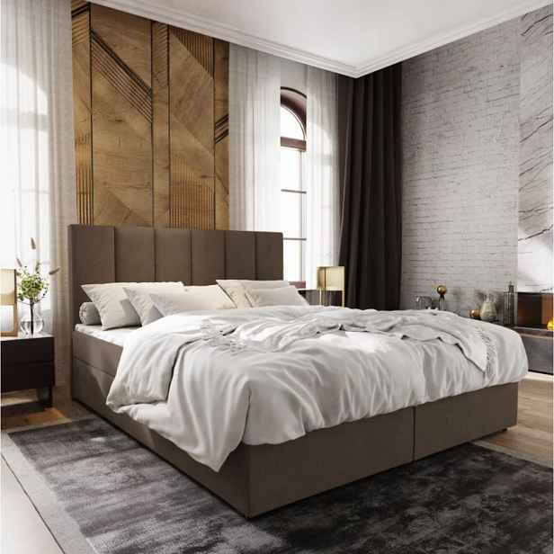 Čalouněná postel boxspring MERALIS 160x200 cm hnědá Matrace: Matrace Bonell pružinová