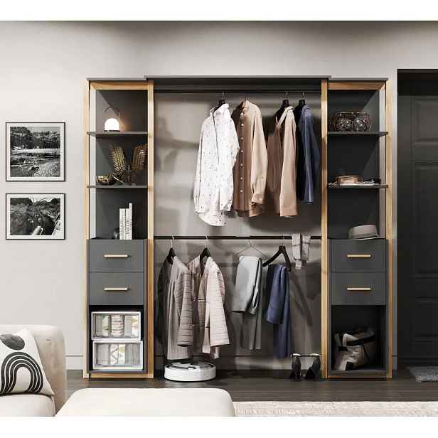 Casarredo Otevřený šatník ISSEN - dub artisan/antracit