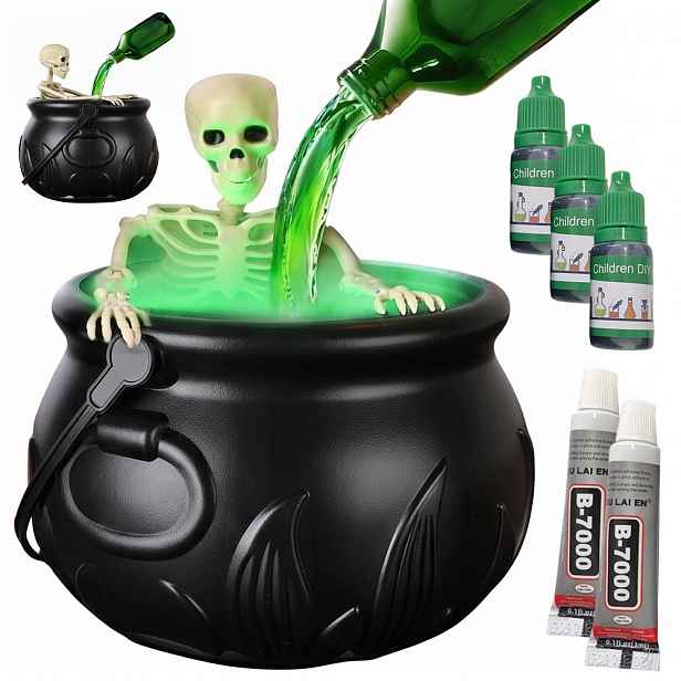 Halloweenská Dekorace Čarodějnický Kotlík S Mlhou, Lektvary Zářící Světlem