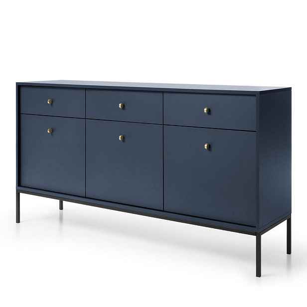 MASSENO KOMODA MONDO, 154/83/39 cm se 3 zásuvkami a 3 dvířky, modrá