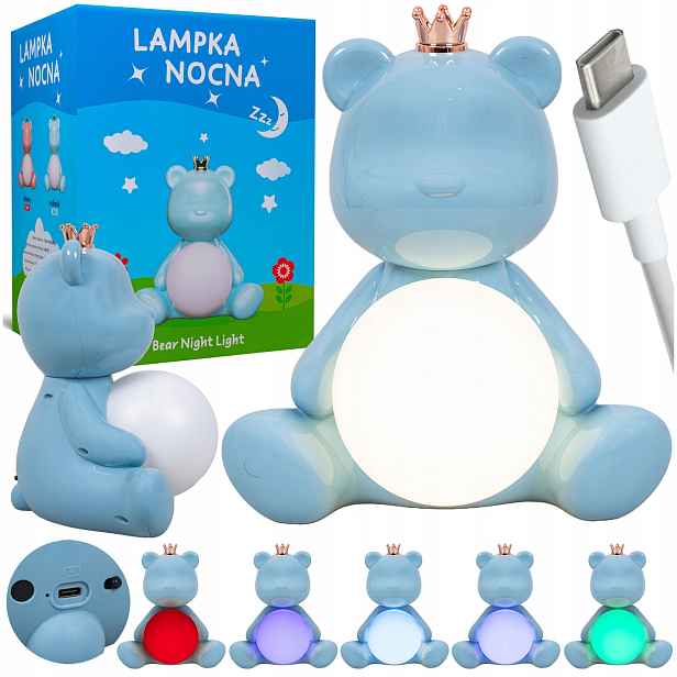 Noční lampa pro děti do dětského pokoje medvídek bezdrátová na spaní