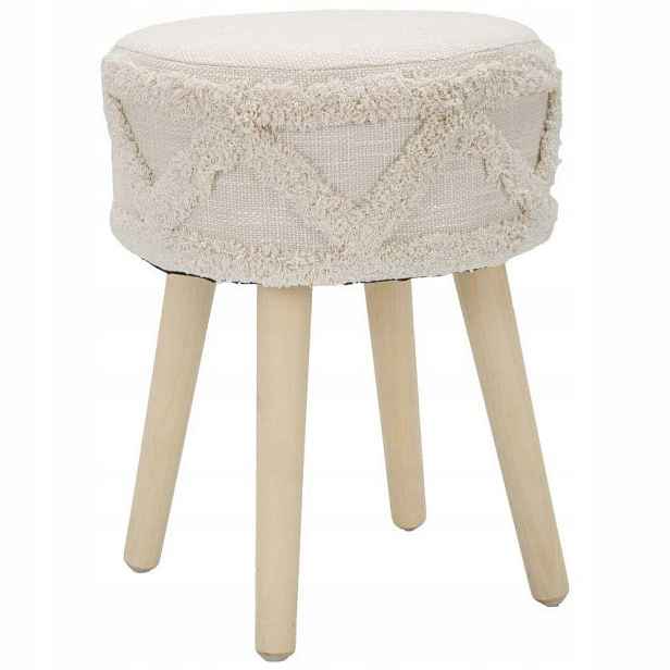 Ozdobná Stolička Boho S Dřevěnými Nohami Ø 32 CM, Béžová, Mauro Feretti