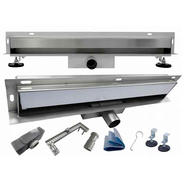 X-home Lineární Odtok Nástěnný Odtok 60 cm 2v1 pod desku Tenký 35 mm Nízký 54 mm