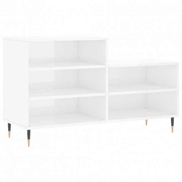 vidaXL Botník bílý s vysokým leskem 102x36x60 cm kompozitní dřevo