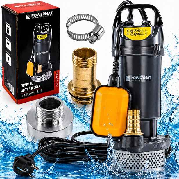 Čerpadlo Na Čistou Špinavou Vodu Ponorné 550 W 14 M Konektor 1" Plovák Adaptéry