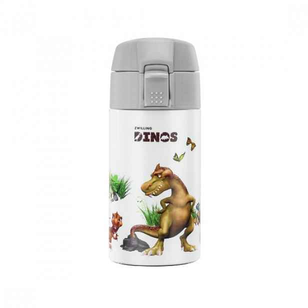 Láhev na pití pro děti, nerezová ocel, 350 ml, "Dinos", White-Grey - Z