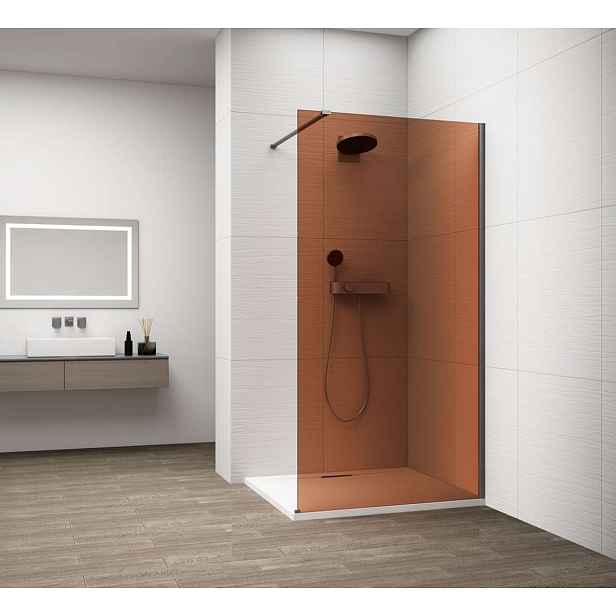 Polysan Esca - Sprchová stěna Walk-In 70x210 cm, Antidrop, sklo Marron/gun metal ES1570-11