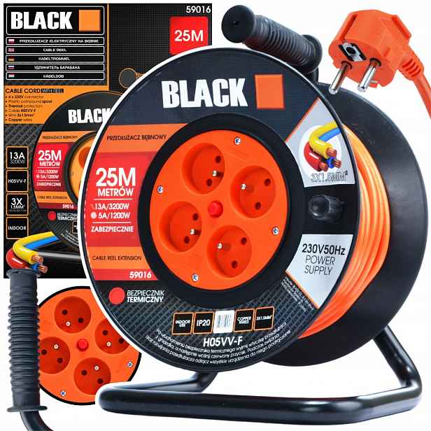 Prodlužovací Kabel , Polské 25M 3x1,5 H05VV-F Black