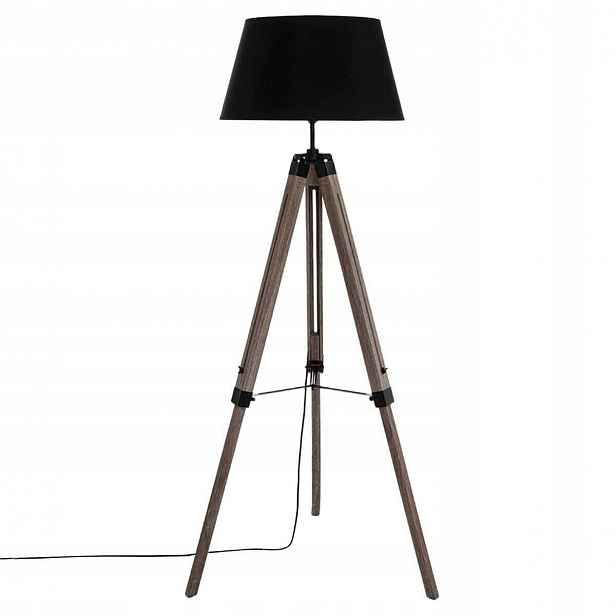 Průmyslová stojací lampa černý stínítko 145 cm