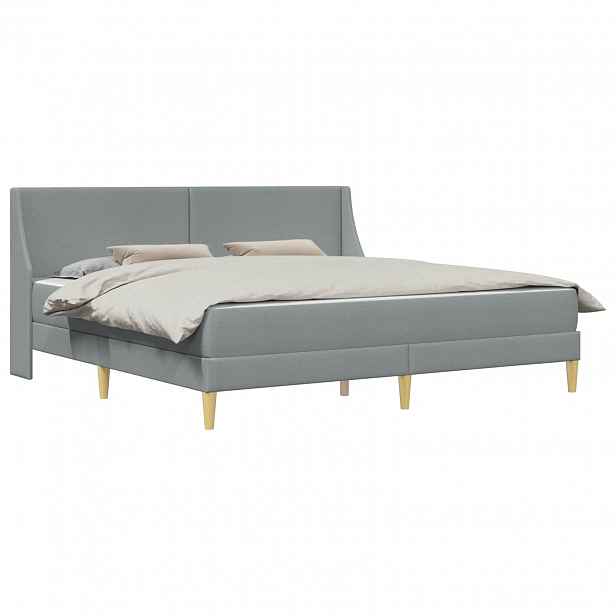 vidaXL Rám postele s matrací s čelo Světle šedá 200 x 200 cm Polyester