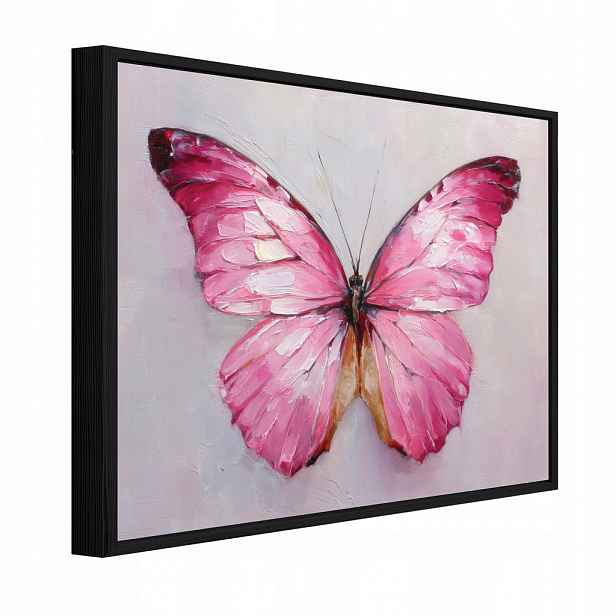 Wallarena ZARÁMOVANÝ obraz motýl beton růžový 100x70 cm