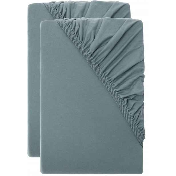 Livarno® Sada žerzejových napínacích prostěradel, 90–100 x 200 cm, 2dílná, tmavě zelená