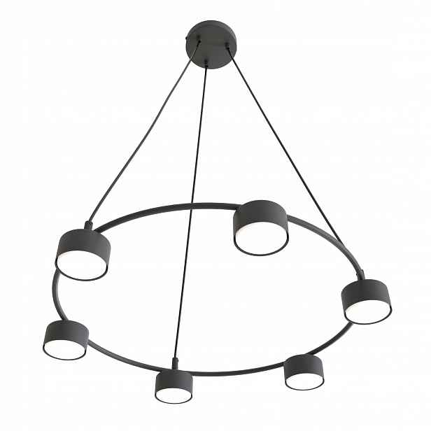 Moderní závěsná lampa Velká Lima 6-bodová Černá Kulatá Nastavitelná