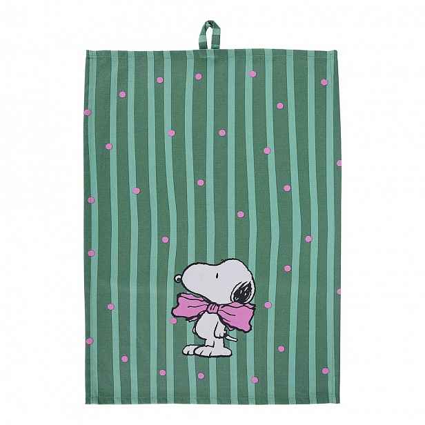 PEANUTS Utěrka Snoopy s motýlkem - zelená