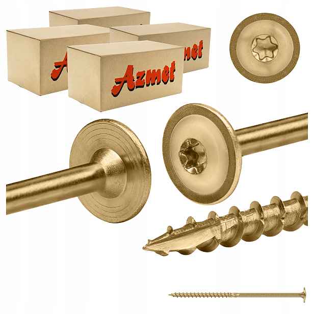 Tesařské vruty 8x180 mm Torx pro talířové dřevo 200 ks Azmet WCT-0818