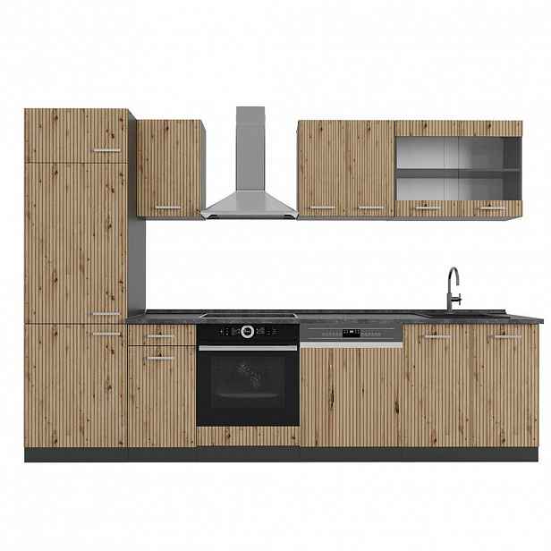 Vicco KUCHYŇSKÝ KOUT R-Line Dub Artisan/antracit 300 cm bez pracovní desky